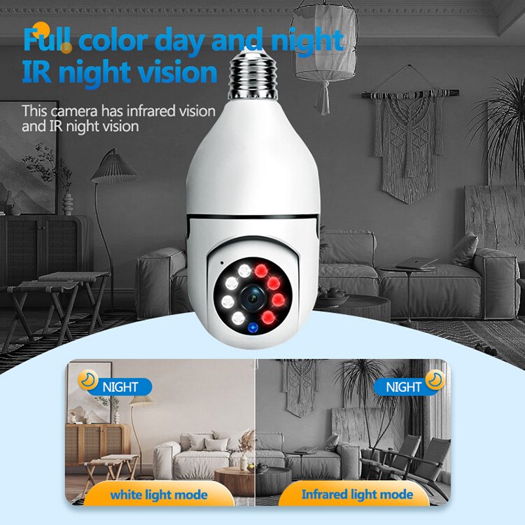 Bulb Security Camera 360° Panoramic Motion Detection Night Vision