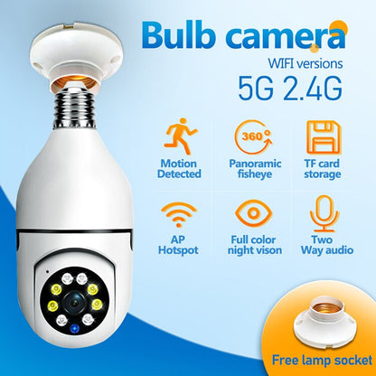 Bulb Security Camera 360° Panoramic Motion Detection Night Vision